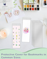 DSYIL 120 Pack Bookmark Sleeves, Clear Bookmark Holders, Plastic Blank Bookmark Cover for School, Office and Party Favors, 6.3 x 2.36 Inches DSYIL