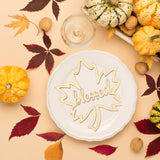 24 Pieces Fall Thanksgiving Maple Wooden Plate Decor Thankful Grateful Blessed Gather Place Card Settings Fall Dining Table Plate Ornament Farmhouse Home Table Rustic Letter Sign Bucherry