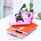 12x15 Heat Press with 30 OZ Tumbler Attachment, 5 in 1 Heat Press Machine for T Shirts, Tumblers Glass Cans Mugs Hats and Plates EnjoyColor