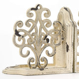 Jemeni Medallions Bookends Decorative, Heavy Duty Book Ends, Shabby Chic White Jemeni
