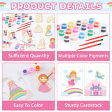 24Pcs Princess Party Favors Birthday Supplies Decorations-Cards with Art Crafts Castle Fairies DIY Wooden Painting Craft Kits Thank You for Coming Gifts Bulk Goodie Bags Stuffers Prizes for Kids Girls Yiaoyinnz