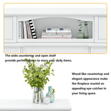 BOSSIN 43" Electric Fireplace with Mantel, 23 inch Electric Fireplace Insert, Freestanding TV Stand with Fireplace Heater,Wooden Surround Firebox Faux Log & Led Flames, Remote Control,750W/1500W White BOSSIN