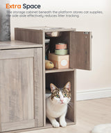 HOOBRO Cat Tree with Litter Box Enclosure, Cat Tower with Food Bowl and Storage, Hidden Cat Litter Enclosure Furniture, All-in-One Modern Cat Condo, with Cat House, Hammock and Perch, Greige BG80MZ03 HOOBRO