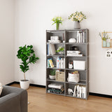 MOYIPIN Bookshelves, Assembled Storage Rack, Bedroom Living Room Vertical Cabinet Bookshelf, Double Row 10-Grid Multi-Functional Storage Equipment (Grey) MOYIPIN