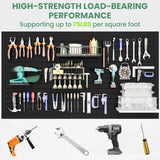 Noliven Slatwall Panel Wall Storage Systems, 4x8 ft Slat Wall Paneling Garage Wall Organizer with Six Hooks, Heavy Duty Wall Mounted PVC Wall Rack, Black Noliven