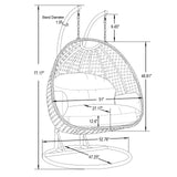 LeisureMod Light Gray Wicker 2-Person Patio Hanging Double Egg Swing Chair with Stand & Cushions for Indoor Outdoor Patio Garden Light Grey LeisureMod