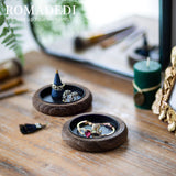 Romadedi Wood Candle Holder Farmhouse Decor - Pillar Candle Holders for Table Centerpiece Small Tray Riser Set of 2 Round Wooden Plate Pedestal Stand for Coffee Table Home Living Room, Brown Romadedi