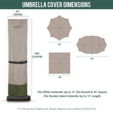 Rachmi Patio Cantilever Umbrella Cover for 9-13 Ft Umbrellas, 600D Water-resistant UV & Fade Resistant Cover Fits Round / Square Outdoor Garden Offset Parasol with Zipper & Rod, Khaki-Green Rachmi
