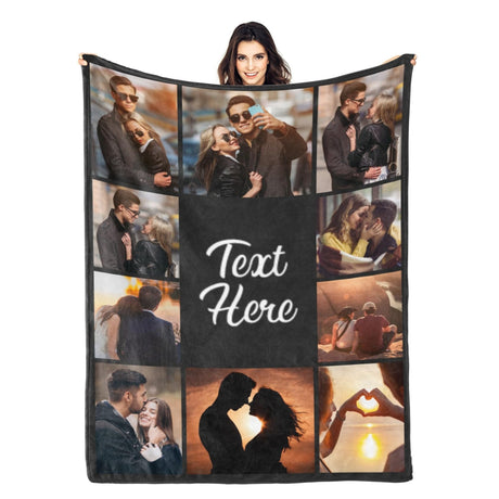 Custom Blanket with Picture Text Customized Blanket Thows Personalized Blanket Customizable Blanket Photo Blankets Customize Valentines Day Gifts for Mom Dad Couple Girlfriend Boyfriend Wife Husband Printwoo