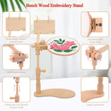 Embroidery Hoop Stand, 360° Adjustable Sitting Cross Stitch Stand, Easy to Use Wooden Embroidery Hoop Holder, Cross Stitch Stand for Art Craft Sewing Projects guofa