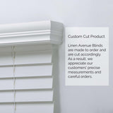 Linen AVENUE Cordless Faux Wood Blind White 25 W x 36 H, Outside Mount Linen AVENUE