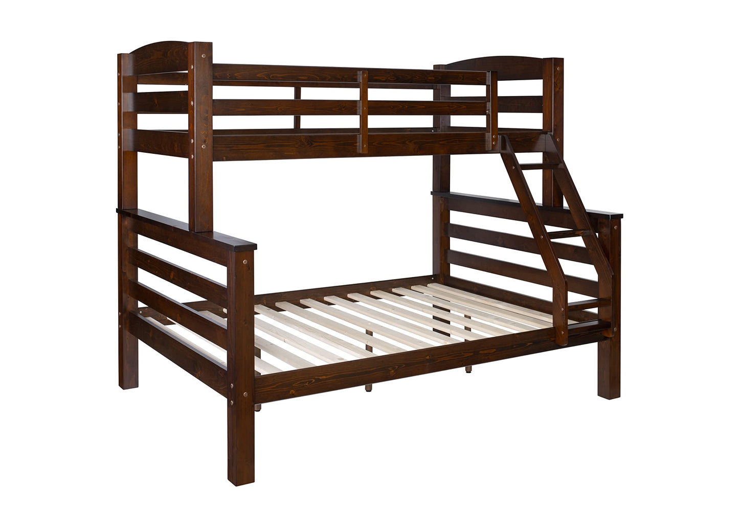 Powell Espresso Twin/Full Bunk Bed with Built-In Ladder and Detachable Design - WoodArtSupply