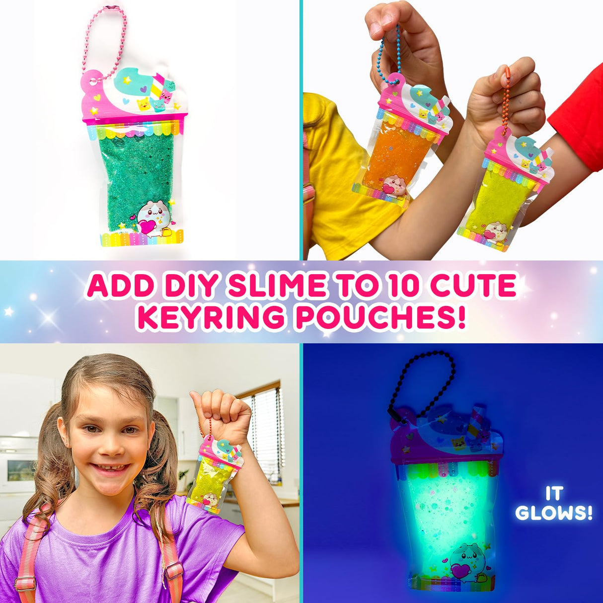 GirlZone My Cutie Pie Slime Kit, Fun Slime Making Kit for Girls to Make Butter Slime and Slime for Girls Keychains, Sensory Slime Kits for Girls GirlZone