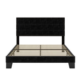 SHA CERLIN Full Platform Bed Frame with Velvet Upholstered Headboard, Mattress Foundation with Strong Wooden Slats Support, No Box Spring Needed, Black SHA CERLIN