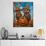 Tucocoo Three Cute Owls DIY Paint by Numbers for Adults Orange Pumpkin DIY Digital Oil Painting Halloween Painting Kits Canvas Acrylic Paint Room Decor 16x20Inch Without Frame Tucocoo