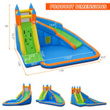 Costzon Inflatable Water Slide, Giant Bouncy Water Park Jump Castle Waterslide for Kids Backyard Outdoor Fun with Climbing Wall, Splash Pool, Blow up Water Slides Inflatables for Kids Party Gifts Costzon