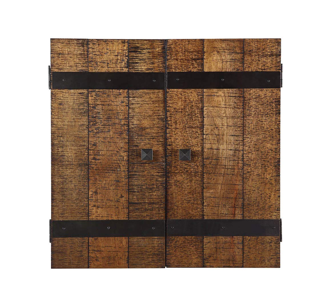 Hathaway Drifter Solid Wood Dartboard & Cabinet Set, Rustic Oak, 6" L W x 25" H Hathaway