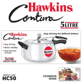 Hawkins 5 Litre Contura Pressure Cooker, Handi Inner Lid Cooker, Silver (HC50), Aluminium HAWKINS