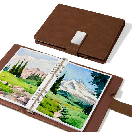 Lightwish Watercolor Sketchbook,100% Cotton Acid Free Watercolor Paper,300gsm/140lb Cold Press Watercolor Journal for Artists,Adults,Students,20 Sheets,9.25 * 6.3 Inches(Leather Brown) LIGHTWISH