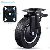 Heavy Duty 8 Inch Caster Wheels Set of 4 Industrial Swivel Locking Casters with Brake 3200 Lbs Load Capacity Rubber Wheels for Cart, Furniture, Workbench Outdoor Black Castors, Includes Bolts & Screws TOO TCO