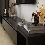 AIEGLE Deformable TV Console with 3 Drawers, Modern Extendable TV Stand in Stretch for TVs up to 120", Wood Gaming Entertainment Center Media Stand with Adjustable Width, Black (Wide 65"-106") AIEGLE