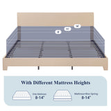 Allewie King Size Beige Upholstered Bed Frame with Adjustable Headboard and Sturdy Wood Slats Allewie