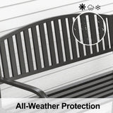 50" Heavy Duty Outdoor Bench, Wrought Iron Weatherproof Garden Bench Black Metal Patio Bench for Park Proch Yard 880lbs Maemttes