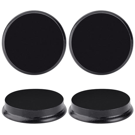 FINGERINSPIRE 4 pcs Round Model Wood Bases 2.52x0.47inch Black Lacquer Surface Round Wooden Plaque Flat Wood Bases for Doll, Clay or Pottery Display Holders, Photography Prop Display Bases FINGERINSPIRE
