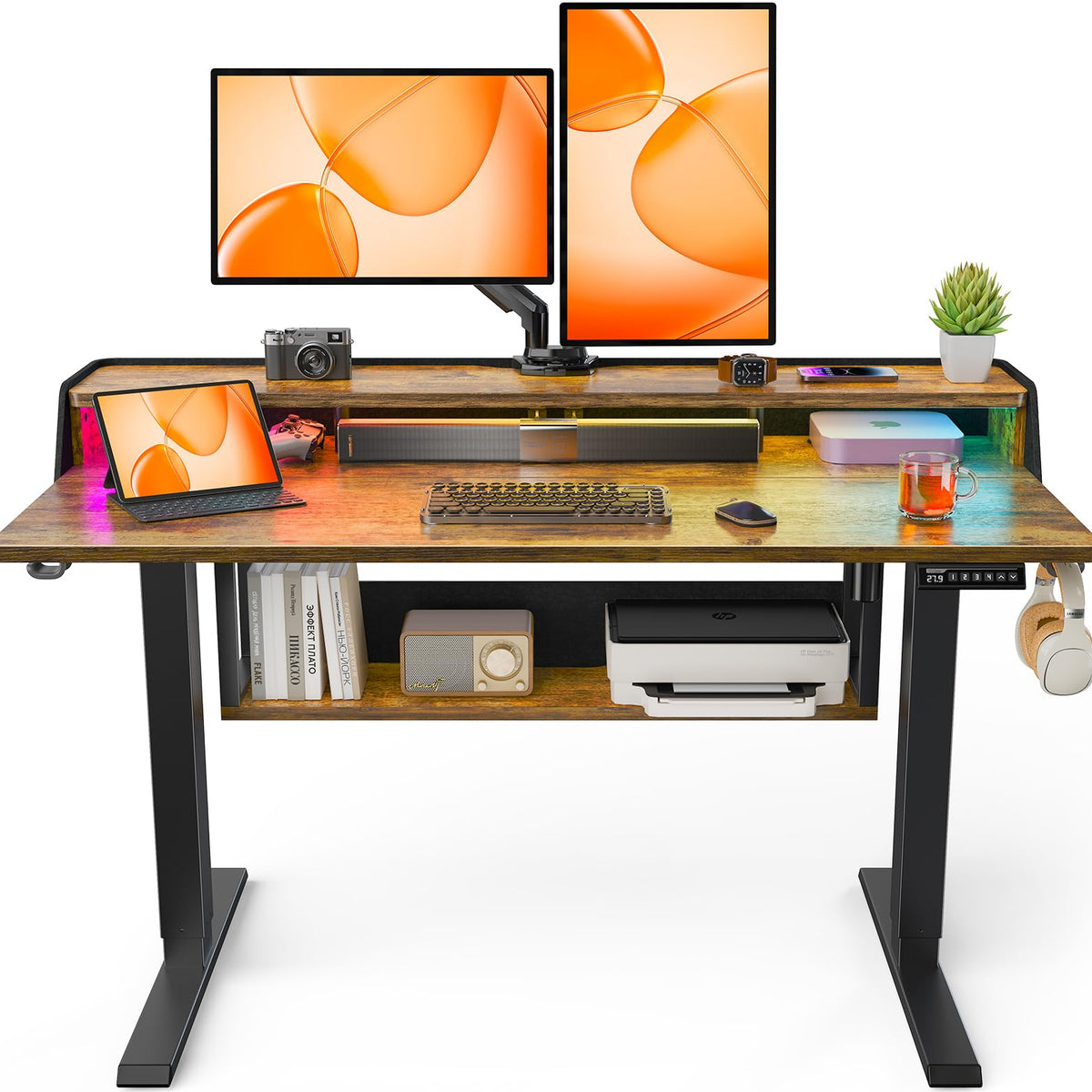 ErGear Standing Desk, 48x24 Inch Electric Standing Desk with Shelves ...