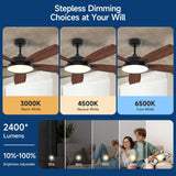 Roomratv 52 Inch Smart Ceiling Fan with Light,App Control,Ultra Silent Reversible DC Motor Fan Remote Control Compatible with Alexa Google Assistant(Black) Roomratv