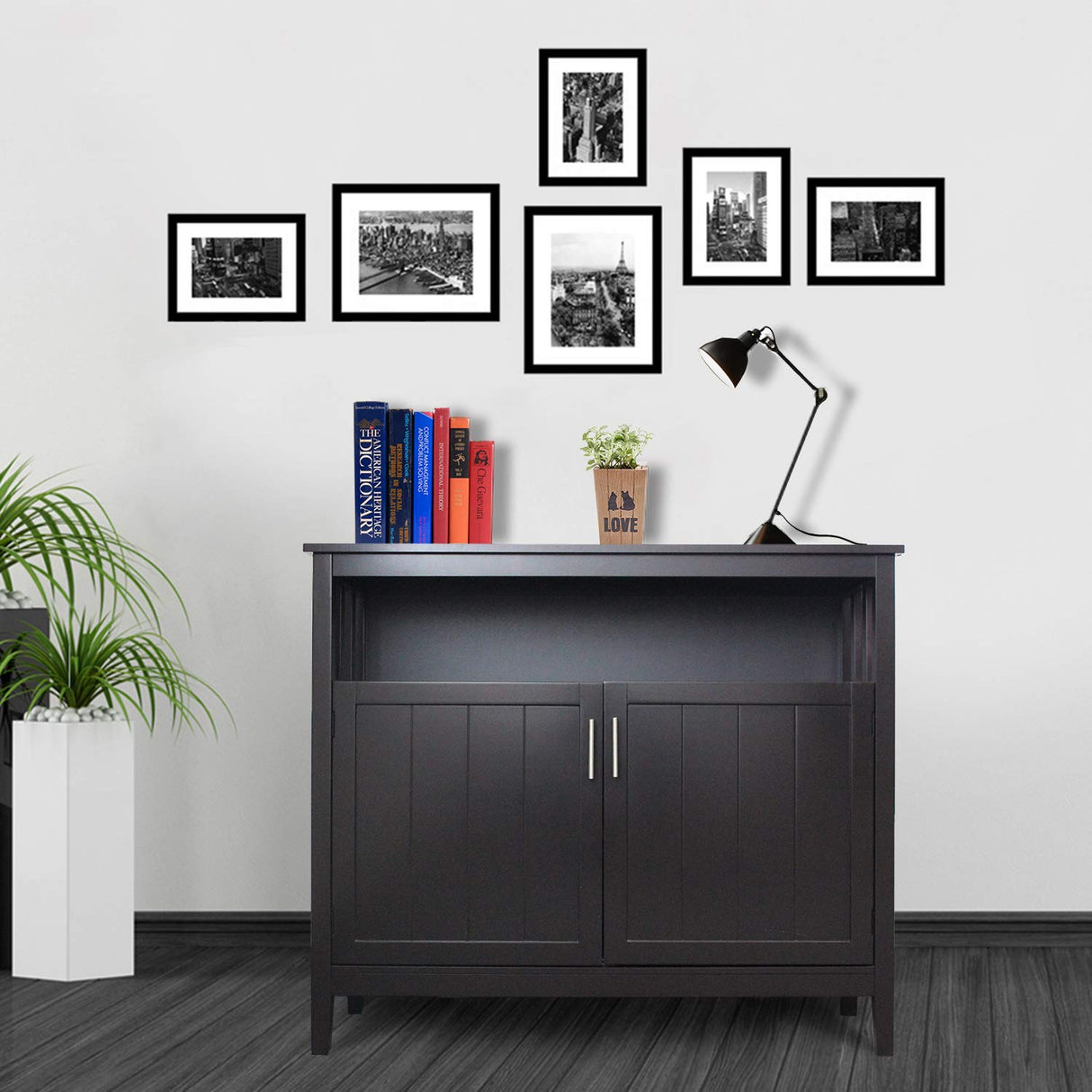 RASOO Buffet Cabinet with Storage Kitchen Dining Room Sideboard Buffet Storage Cabinet Buffet Server Cupboard Cabinet Console Table with 2 Doors and Adjustable Shelf RASOO