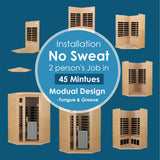 Xmatch Saunas 907B Far Infrared Sauna, Indoor Corner Space Wooden Dry Sauna Low EMF (Hemlock Wood, 2-3 Person Size 360 Envolved) Xmatch