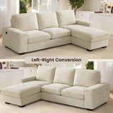 PARKOL 99" L-Shaped Sectional Couch with Storage, Sofa with Reversible Chaise, USB Type-C Charging, Chenille Fabric, Removable Cushion Covers, for Small Space, Apartment, Living Room, Beige PARKOL