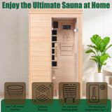Far Infrared Sauna for 1 Person - 1050W Fast Heating, Canadian Hemlock Wood Home Sauna with Bluetooth Speaker, Chromotherapy & Oxygen Ionizer Easy Assembly Indoor Sauna for Relaxation, Detox, Home Gym Homsido