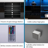 Uspeedy TV Stand,High Glossy LED TV Stand for 65 inch TV Stand,Modern TV Entertainment Center with Adjustable Storage Shelf,TV Console Table with RGB LED 20 Color Lighting(57IN Black) Uspeedy