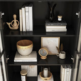 ECACAD 5-Tier Black Bookcase with Acrylic Doors for Versatile Storage and Display ECACAD