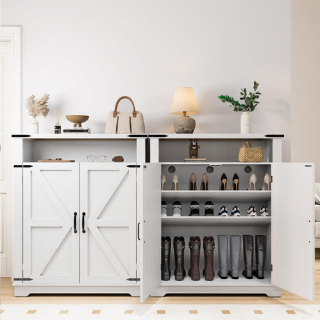 ALLSTAND 6-Tier Shoe Cabinet with Doors, Entryway Shoe Rack Shoe Storage Cabinet with Adjustable Shelves & Anti-tip Fitting, Farmhouse Shoe Cabinet Storage for Entryway, Living Room, Closet ALLSTAND