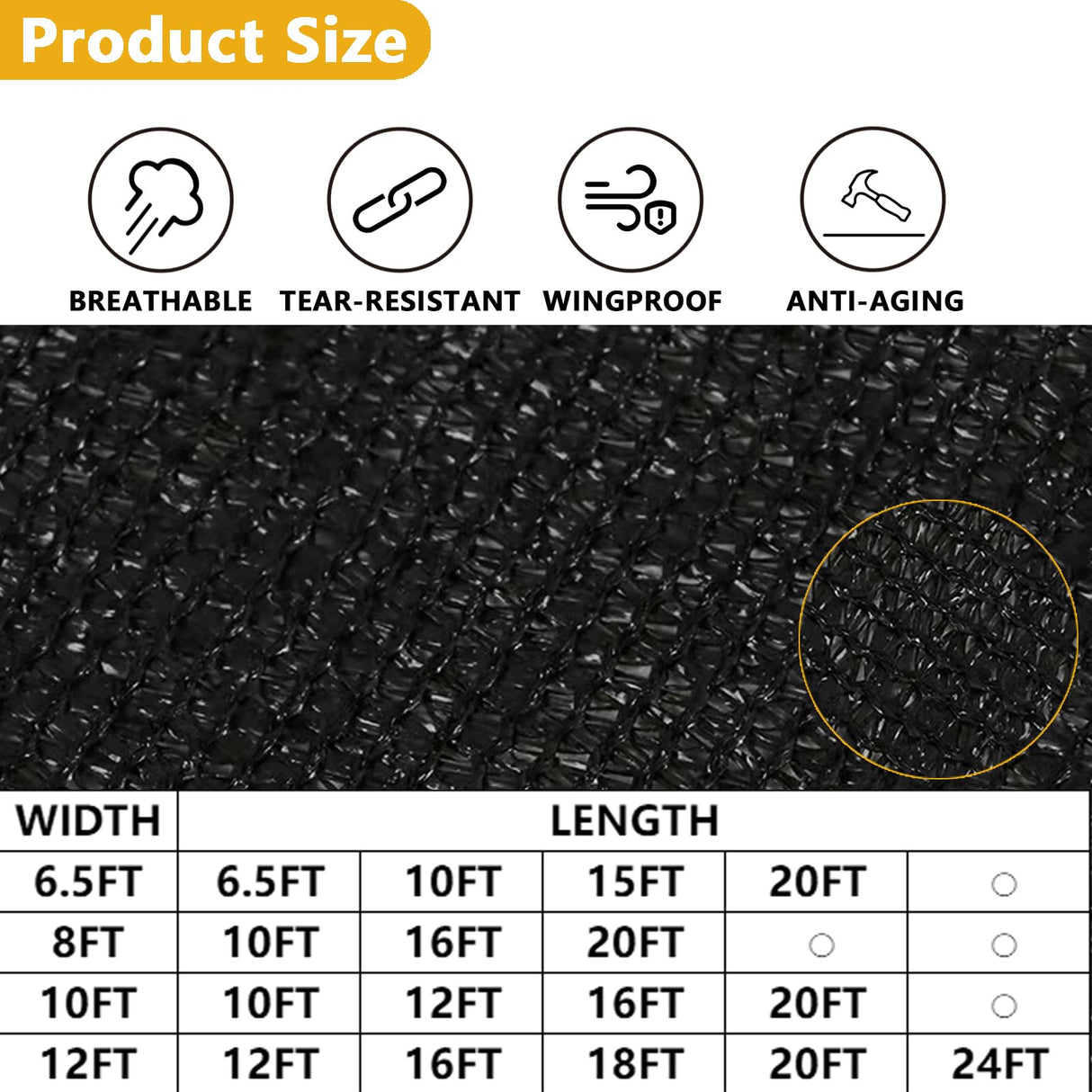90% Shade Cloth, 6.5x15ft Sunblock Garden Shade Cloth with Grommets for Plants Greenhouse Vegetables Shade Netting Patio Shade Mesh Tarps for Outdoor Sun Shade Cover Fabric POYEE