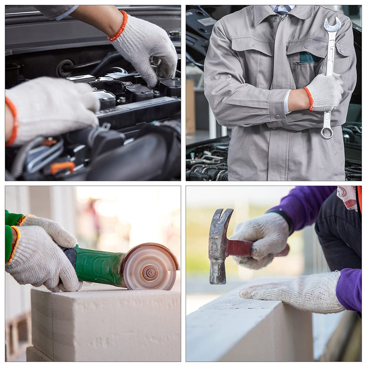 apauls cotton work gloves,12 Pairs white cotton gloves, knit gloves for garden planting, outdoor work, car repair, construction, house renovation apauls