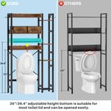 Over The Toilet Storage with 2 Drawers - 7 Tier Bathroom Organizer with Adjustable Shelf, Freestanding Space Saver Storage Rack Above Toilet Stand with 4 Hooks for Restroom, Laundry, Rustic Brown Besiost