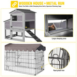 Aivituvin Chicken Coop Mobile Chicken House with Metal Chicken Run Outdoor Rabbit Hutch Wooden Hen House Chicken Tractor with Wheels 82" Aivituvin