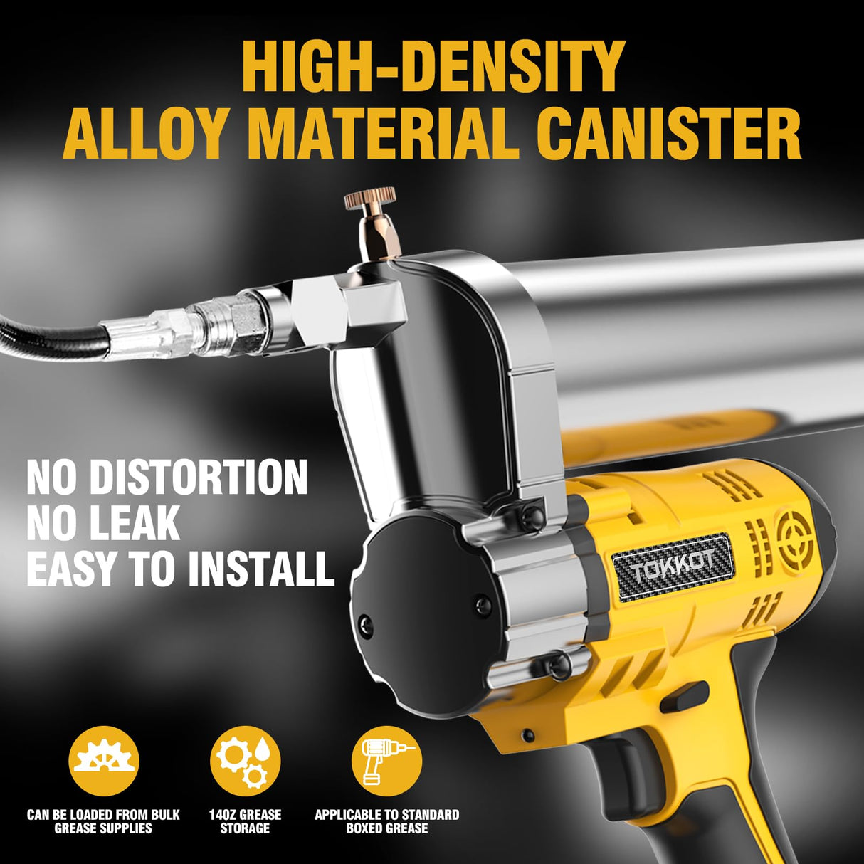 TOKKOT Electric Grease Gun–10,000 PSI Cordless Grease Gun Kit with 2 Batteries,21” Flexible Hose, Variable Speed Trigger & LED Light–Compatible with Ma-Kita 18V/21V Batteries TOKKOT