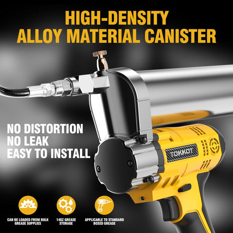 TOKKOT Electric Grease Gun–10,000 PSI Cordless Grease Gun Kit with 2 Batteries,21” Flexible Hose, Variable Speed Trigger & LED Light–Compatible with Ma-Kita 18V/21V Batteries TOKKOT