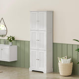 ChooChoo Tall Bathroom Storage Cabinet with 6 Doors, Freestanding Floor Cabinet with Adjustable Shelves, White Pantry Cabinet for Bathroom, Kitchen, Laundry Room ChooChoo