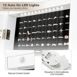Giantex 12 LED Jewelry Armoire Cabinet with Frameless Full-length Mirror, Standing Jewelry Cabinet Organizer with 16 Lipstick Holders, Large Storage Capacity, 3 Angles Adjustable (White) Giantex