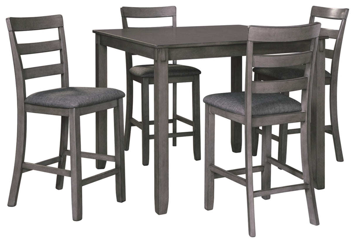 Signature Design by Ashley Bridson 5 Piece Counter Height Dining Room Set, Includes Table & 4 Bar Stools, Gray Signature Design by Ashley