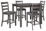 Signature Design by Ashley Bridson 5 Piece Counter Height Dining Room Set, Includes Table & 4 Bar Stools, Gray Signature Design by Ashley