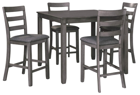 Signature Design by Ashley Bridson 5 Piece Counter Height Dining Room Set, Includes Table & 4 Bar Stools, Gray Signature Design by Ashley