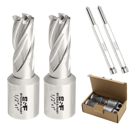S&F STEAD & FAST Annular Cutter Set, 2-pc, 1/2" Diameter x 1" Depth of Cut for Magnetic Drill Press S&F STEAD & FAST