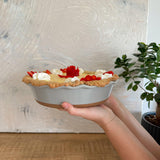 Mora Ceramic Pie Pan for Baking - 9 inch - Deep and Fluted Pie Dish for Old Fashion Apple Pie, Quiche, Pot Pies, Tart, etc - Modern Farmhouse Style Porcelain Ceramic Pie Plate - Earl Grey MORA CERAMICS HIT PAUSE